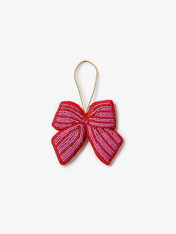 Bonnie & Neil - Bow Pink Beaded Christmas Decoration