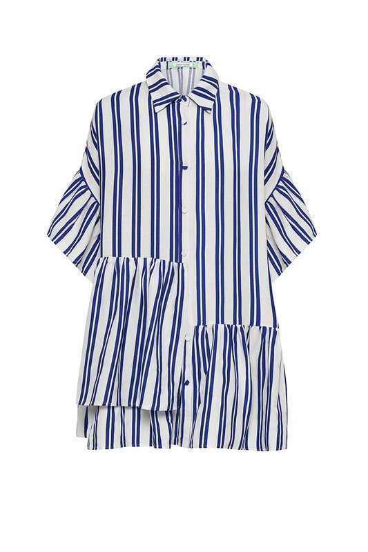 Bohemian Traders - Genoa Mini Shirt Dress - Royal/White Stripe