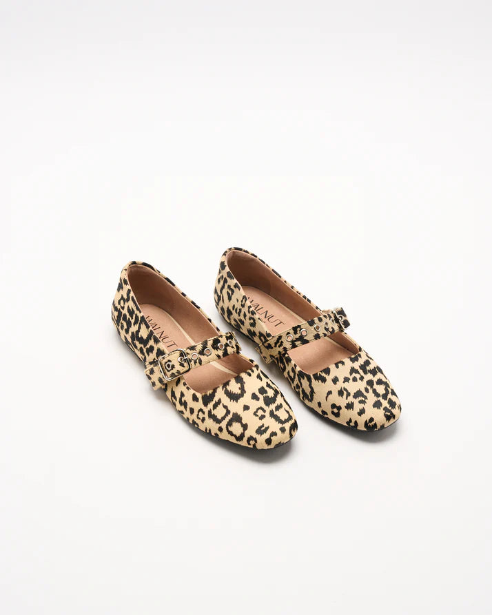 Walnut - Bianca Leather Ballet Shoe - Beige Leopard