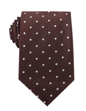 Otaa - Brown With White Polka Dots Necktie
