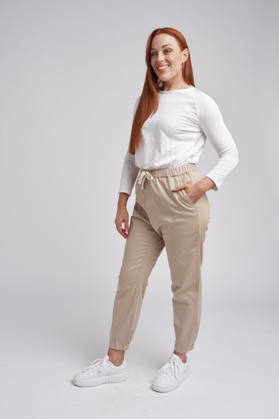 Cloth + Paper + Scissors - Casual Tapered Leg Pant - Taupe