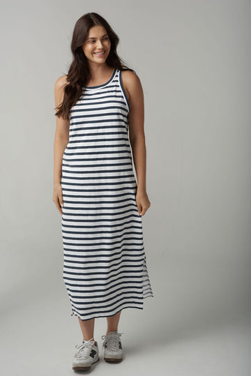 Cloth + Paper + Scissors - Stripe Tank Dress - White/Parisian Navy