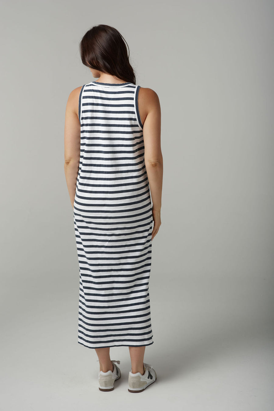 Cloth + Paper + Scissors - Stripe Tank Dress - White/Parisian Navy