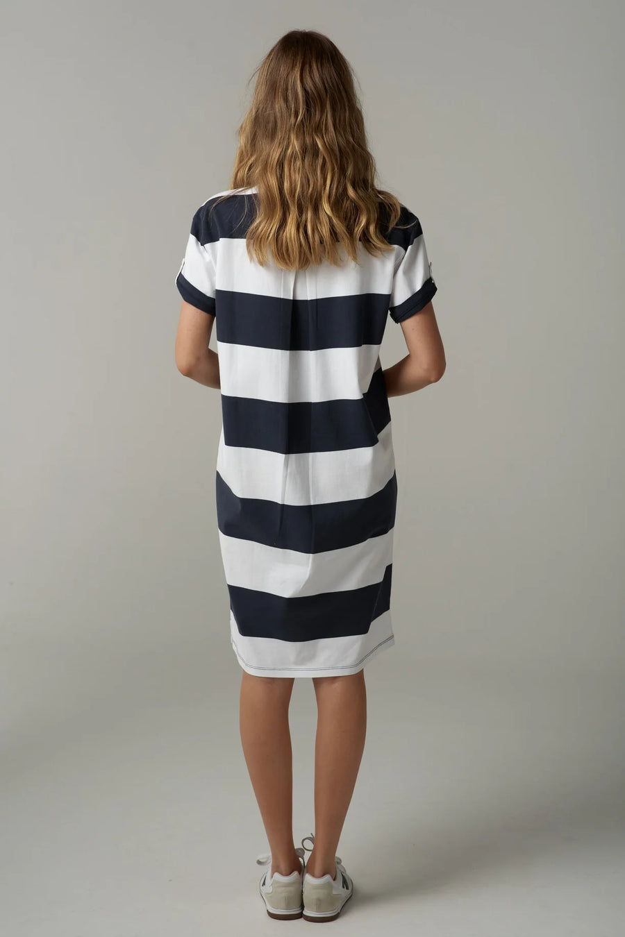 Cloth + Paper + Scissors - Stripe Rugby Dress - White/Parisian Navy