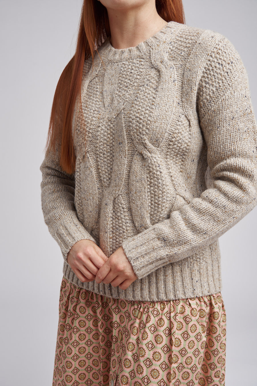 Cloth + Paper Scissors - Cable Knit Chunky Sweater - Oat Cake