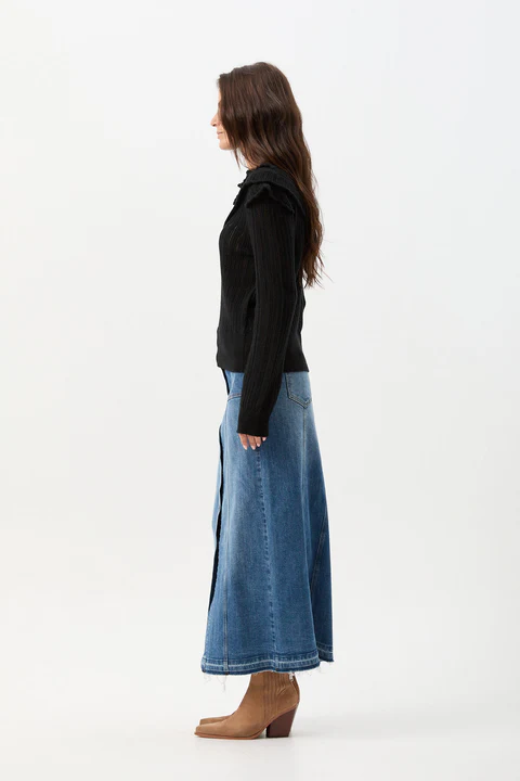 Cloth + Paper + Scissors - Knit Ruffle Detail Jumper - Black Magic