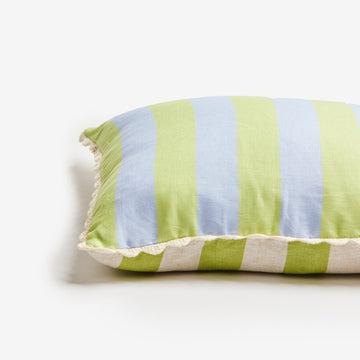 Bonnie & Neil - Bold Stripe Blue Lime 50cm Cushion