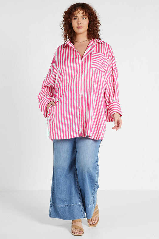 Bohemian Traders - Oversized Long Sleeve Shirt - Pink