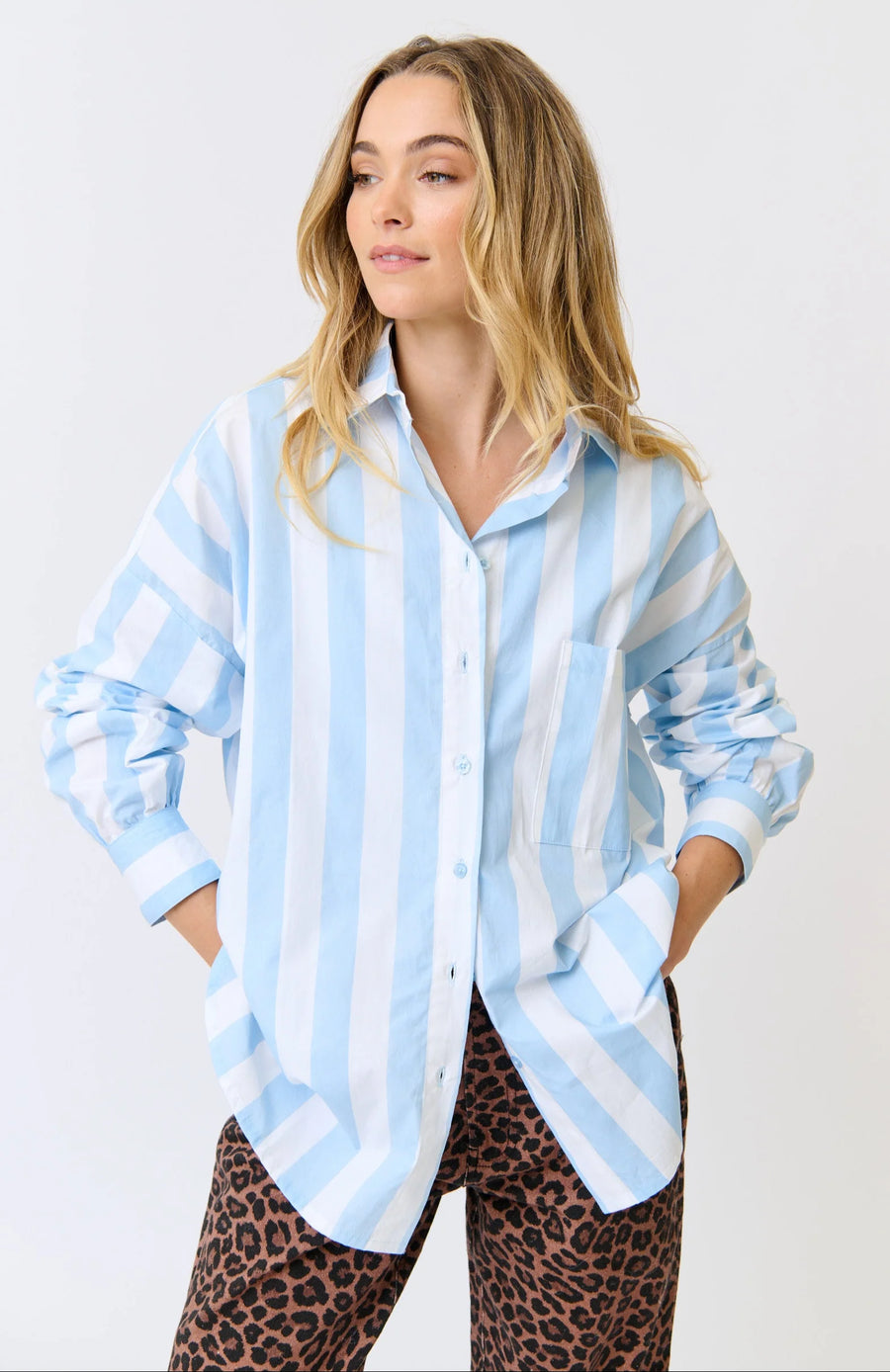 Cartel & Willow - Adalyn Shirt - Ice Blue Stripe