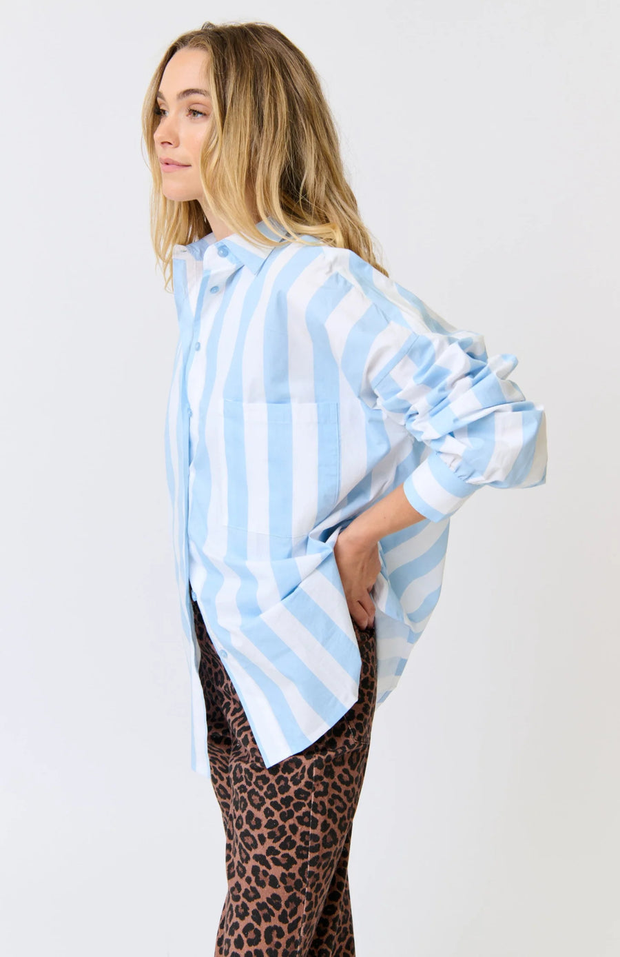 Cartel & Willow - Adalyn Shirt - Ice Blue Stripe