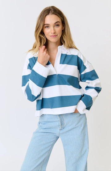 Cartel & Willow - Lily Rugby Shirt - Pacific Stripe