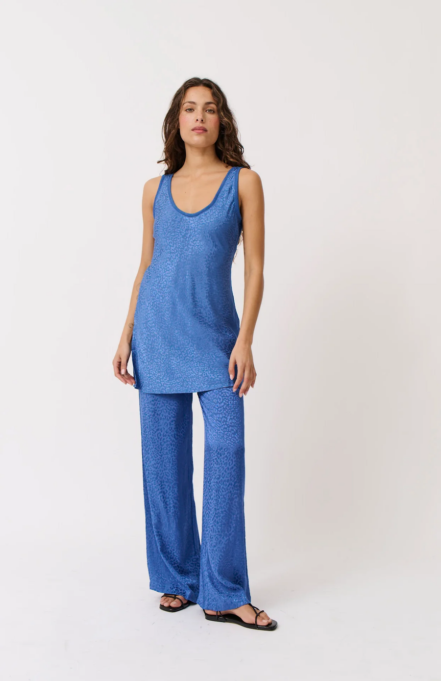 Cartel & Willow - Bex Pant - Azure Woven Leopard