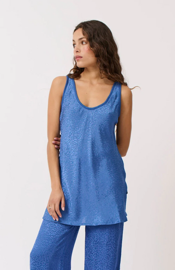 Cartel & Willow - Delilah Tank - Azure Woven Leopard