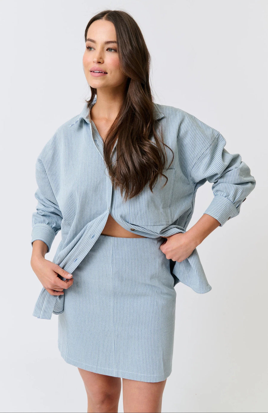 Cartel & Willow - Zyla Mini Skirt - Stripe Denim