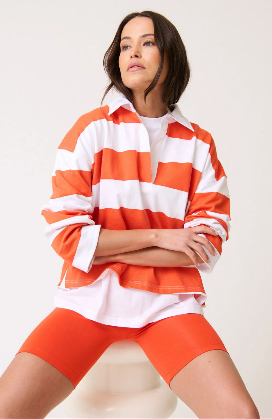 Cartel & Willow - Lily Rugby Sweater - Mandarin Stripe