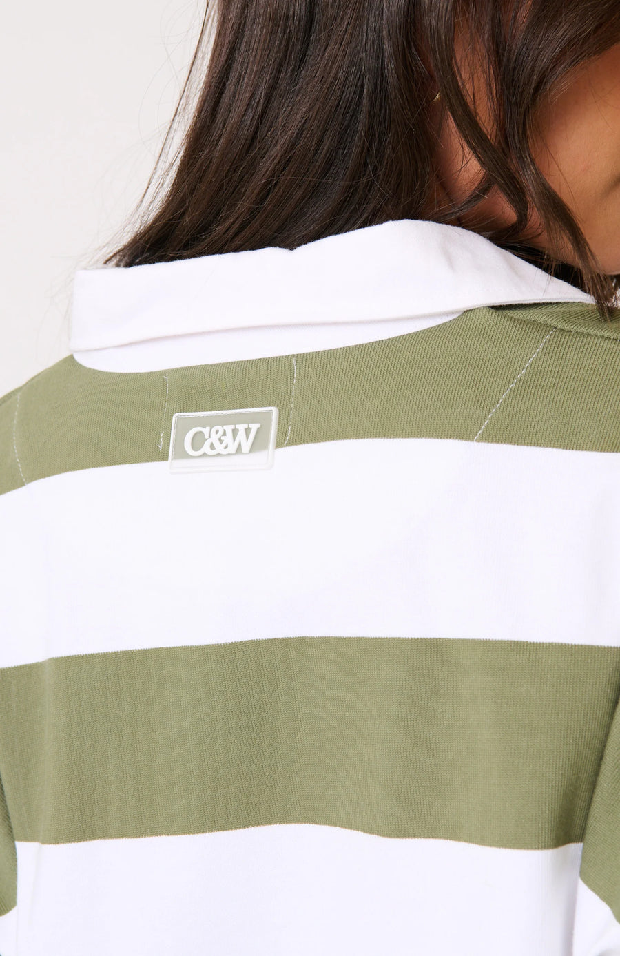 Cartel & Willow - Lily Rugby Shirt - Khaki Stripe