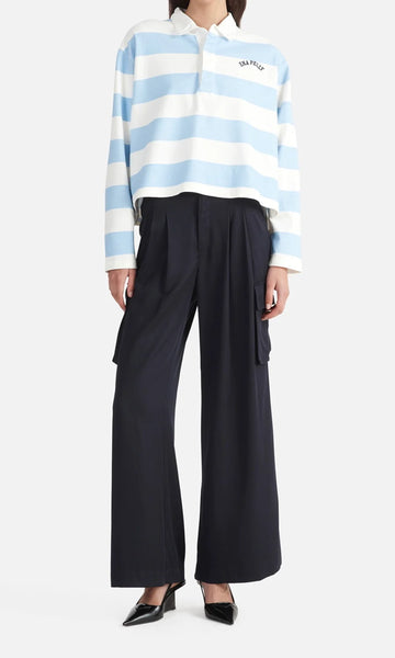 Ena Pelly - Penelope Cropped Polo - Calm Blue Stripe