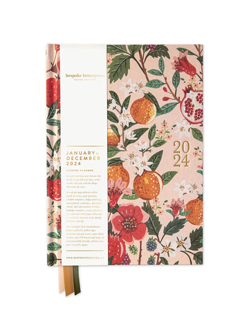 Bespoke Letterpress - 2024 Desktop Linen Bound Planner - Pomegranate