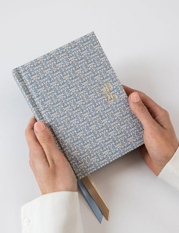 Bespoke Letterpress - 2026 Day To A Page Linen Bound Planner - Frost Bramble
