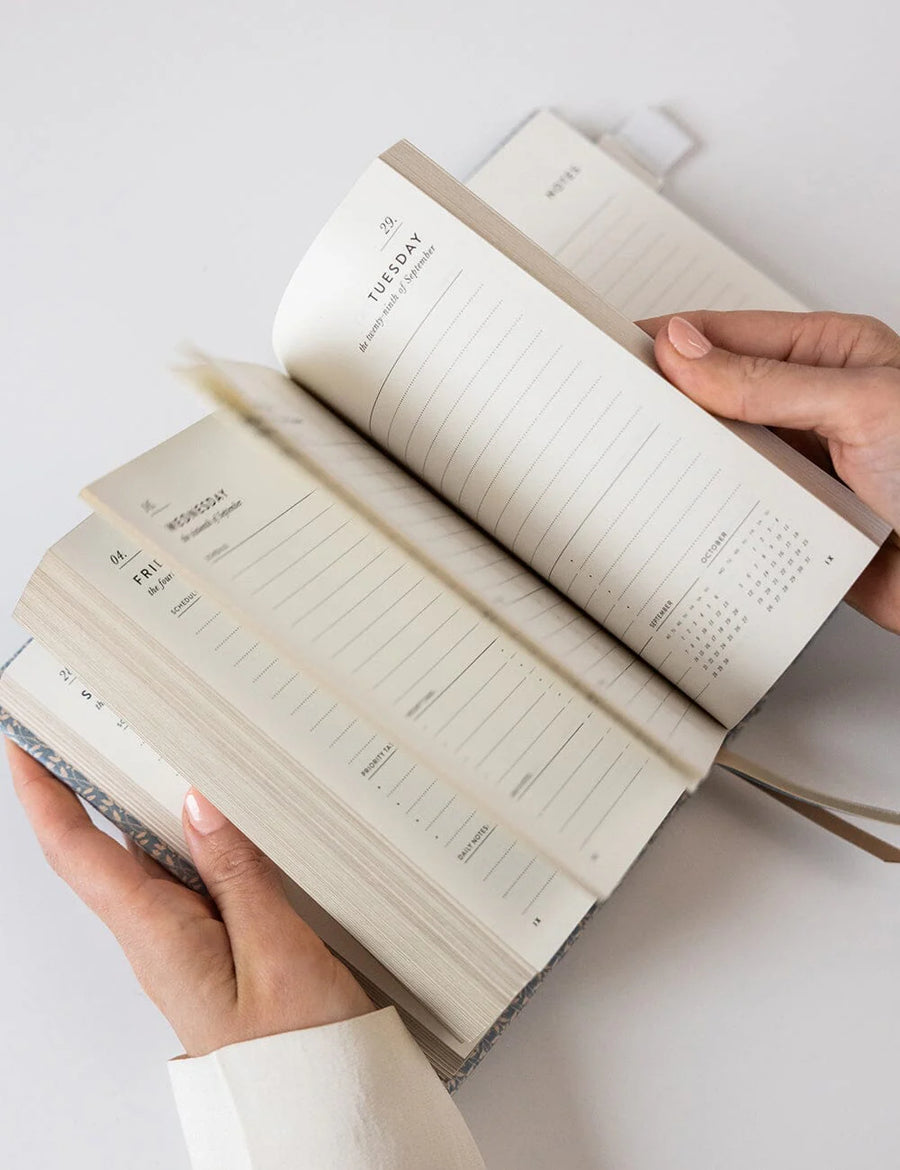 Bespoke Letterpress - 2026 Day To A Page Linen Bound Planner - Frost Bramble