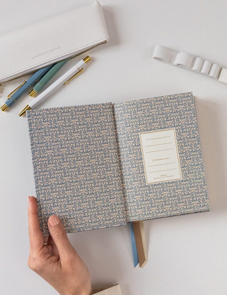 Bespoke Letterpress - 2026 Day To A Page Linen Bound Planner - Frost Bramble