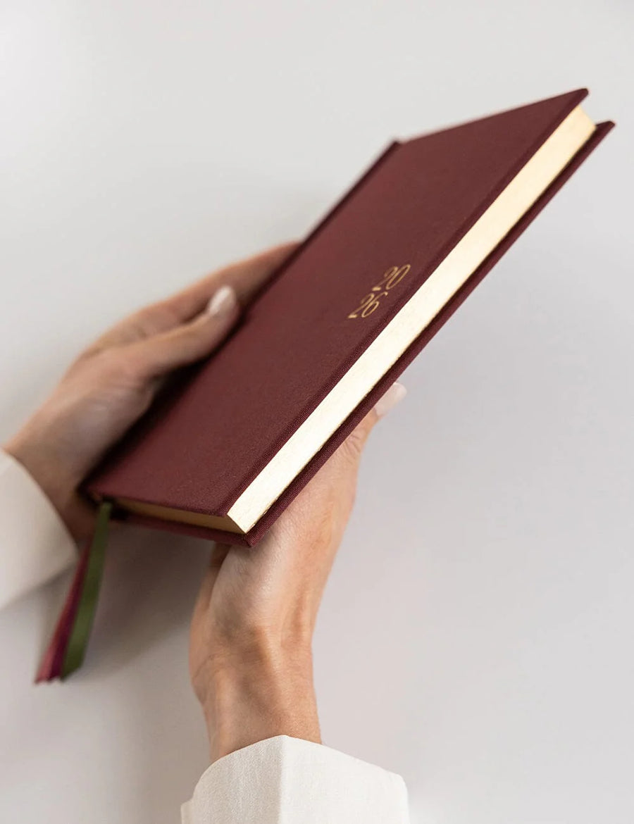 Bespoke Letterpress - 2026 Petite Linen Bound Planner - Mulberry