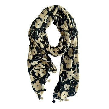 Greenwood Designs - Pixie Abstract Floral In Cream Autumn/Winter Scarf