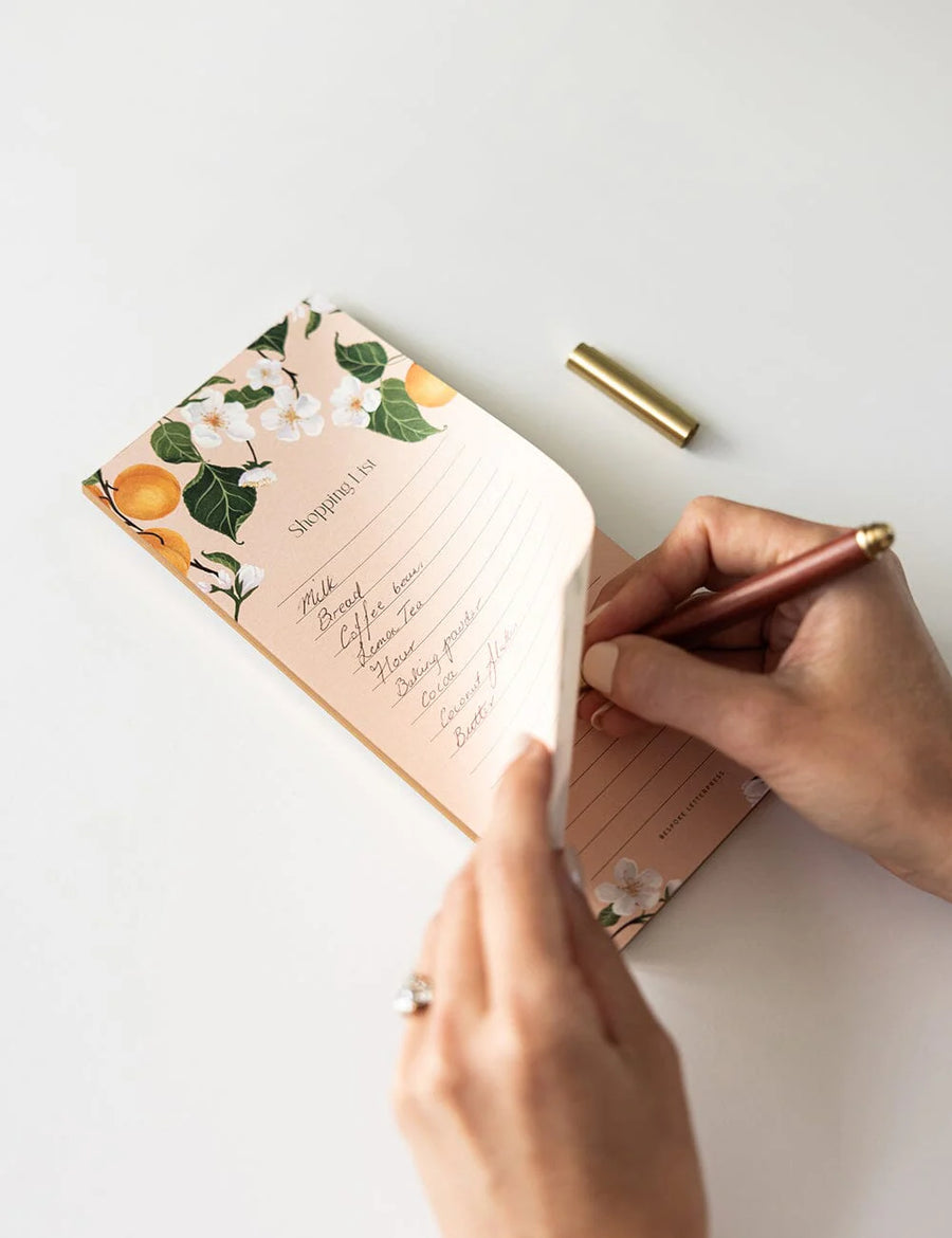 Bespoke Letterpress - Shopping List DL Notepad - Peaches