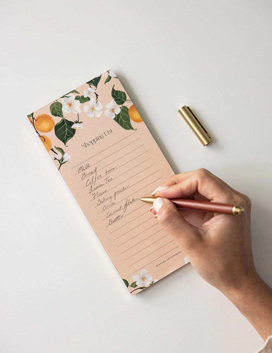 Bespoke Letterpress - Shopping List DL Notepad - Peaches