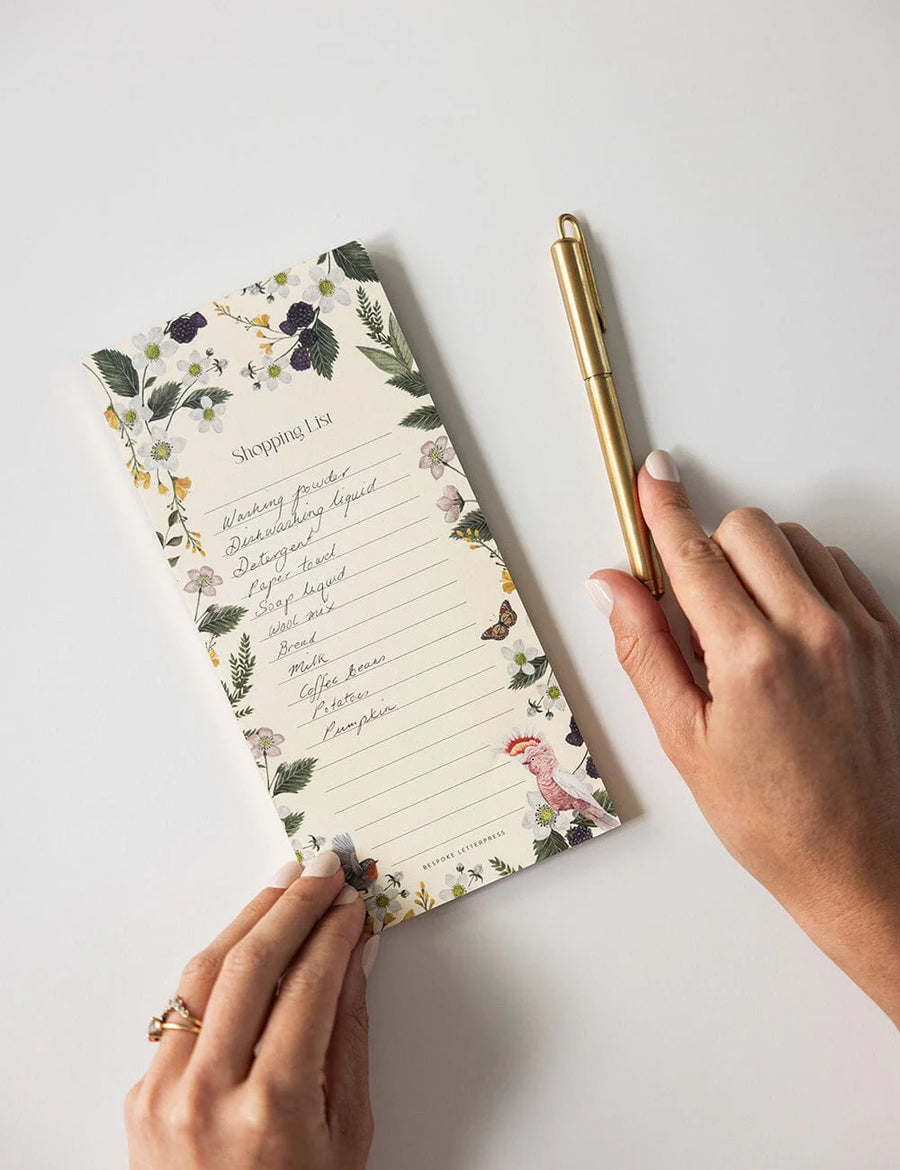 Bespoke Letterpress - Shopping List DL Notepad - Cockatoo