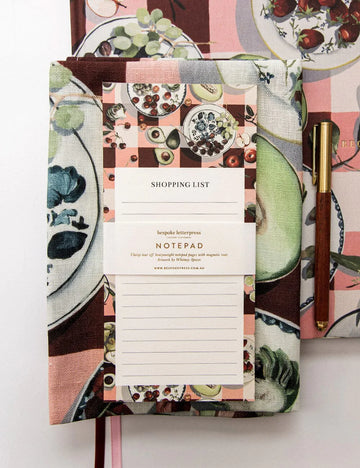 Bespoke Letterpress - Red Gingham Shopping List DL Notepad