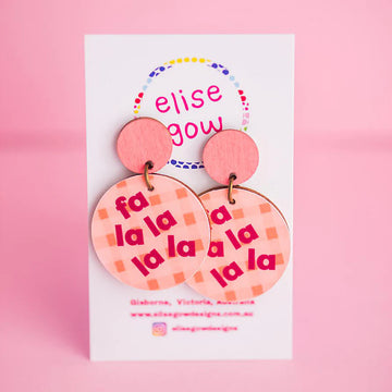 Elise Gow Designs - Fa La La La La Earrings - Peach Gingham - Medium