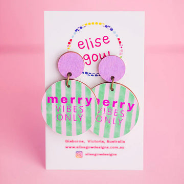 Elise Gow Designs - Merry Vibes Only Earrings - Green Stripe - Medium