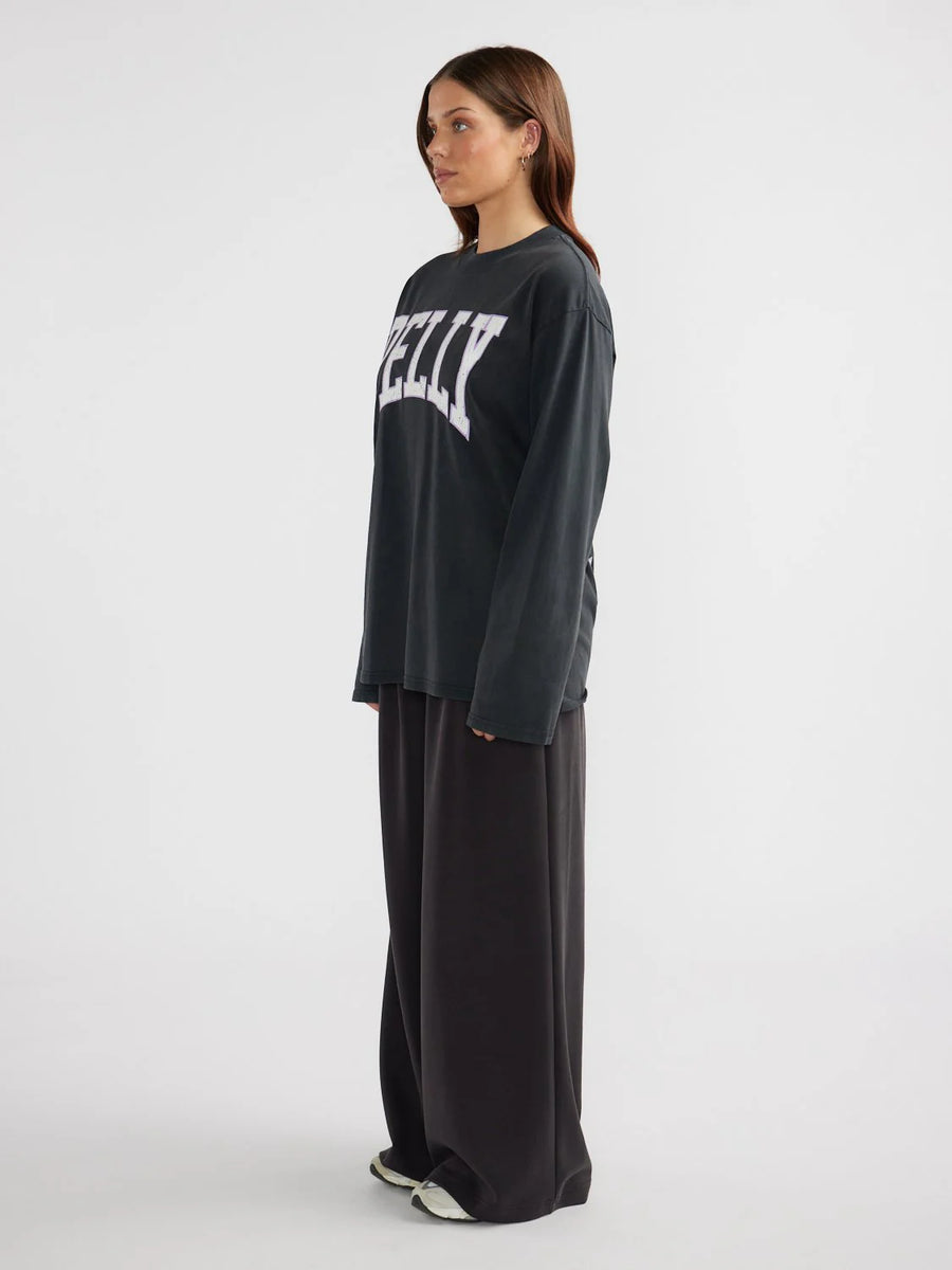 Ena Pelly - Vintage Collegiate Long Sleeve Tee - Vintage Black/Lavender