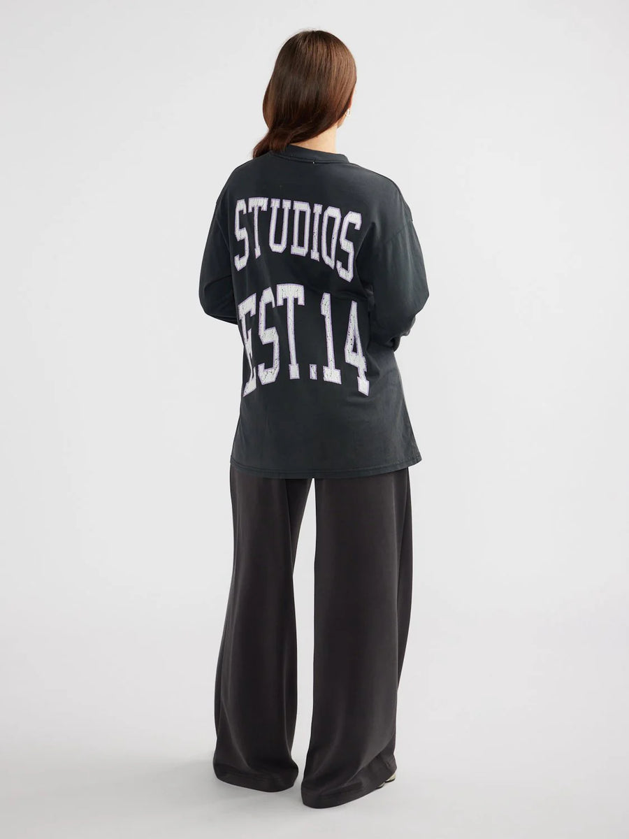 Ena Pelly - Vintage Collegiate Long Sleeve Tee - Vintage Black/Lavender