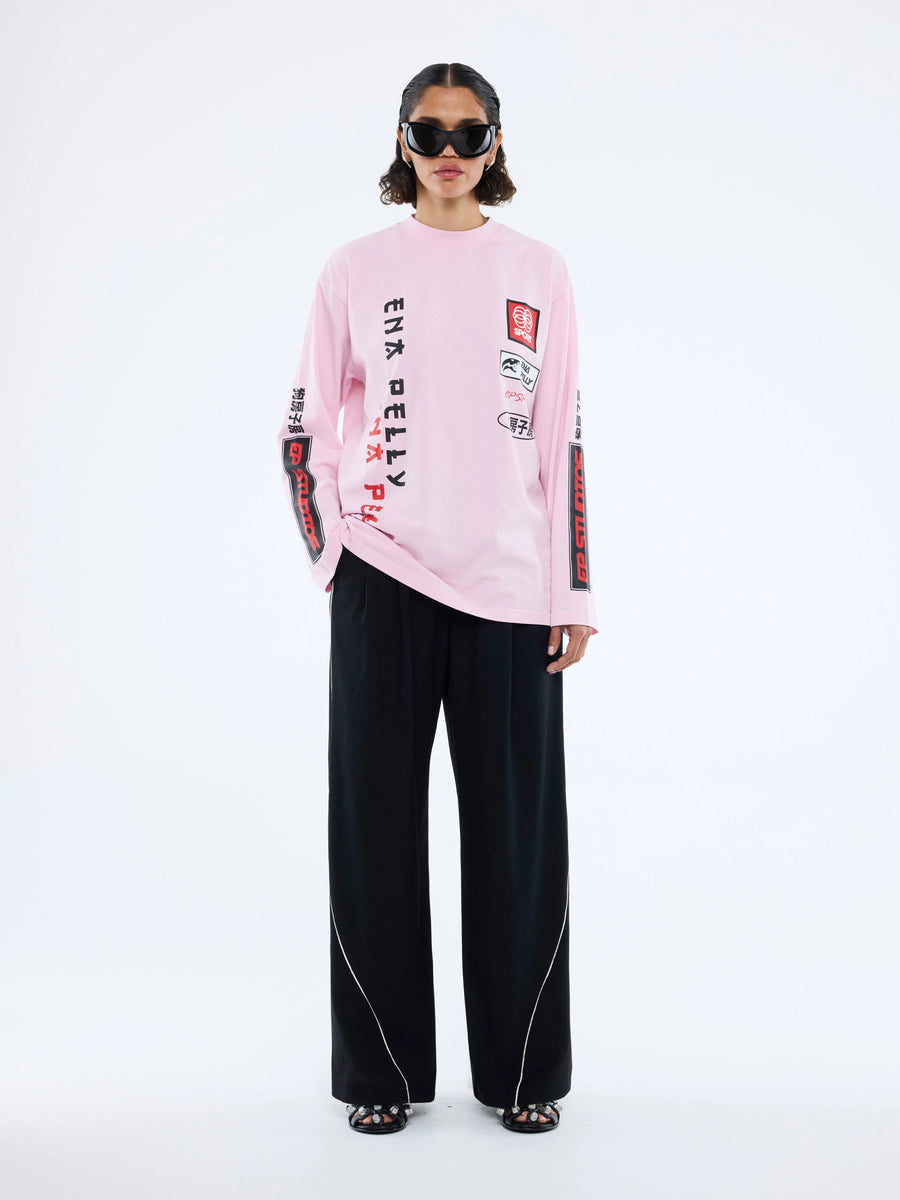Ena Pelly - STREET SIGNS LONG SLEEVE TEE - PINK