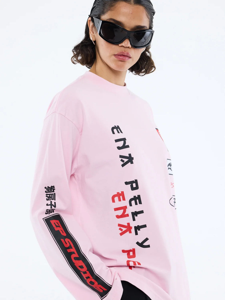 Ena Pelly - STREET SIGNS LONG SLEEVE TEE - PINK