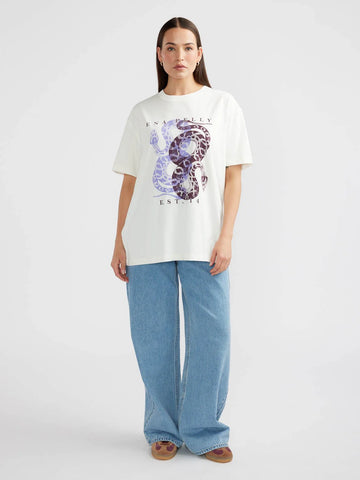 Ena Pelly - Dual Snakes Tee - Vintage White