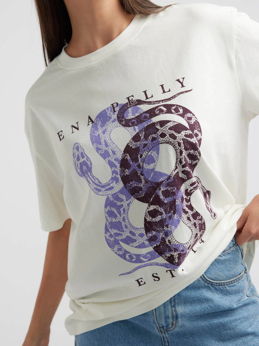 Ena Pelly - Dual Snakes Tee - Vintage White