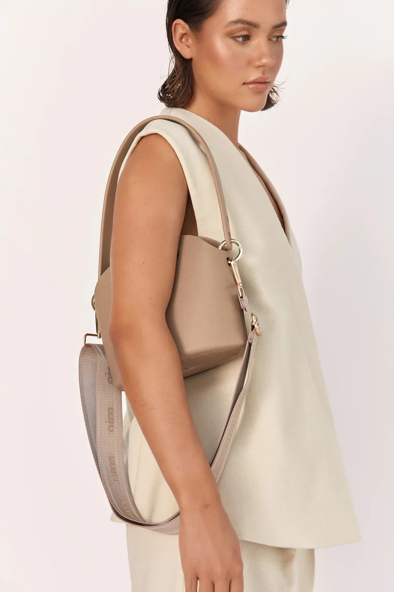 Nim - Shoulder Strap - Taupe Mono + Gold