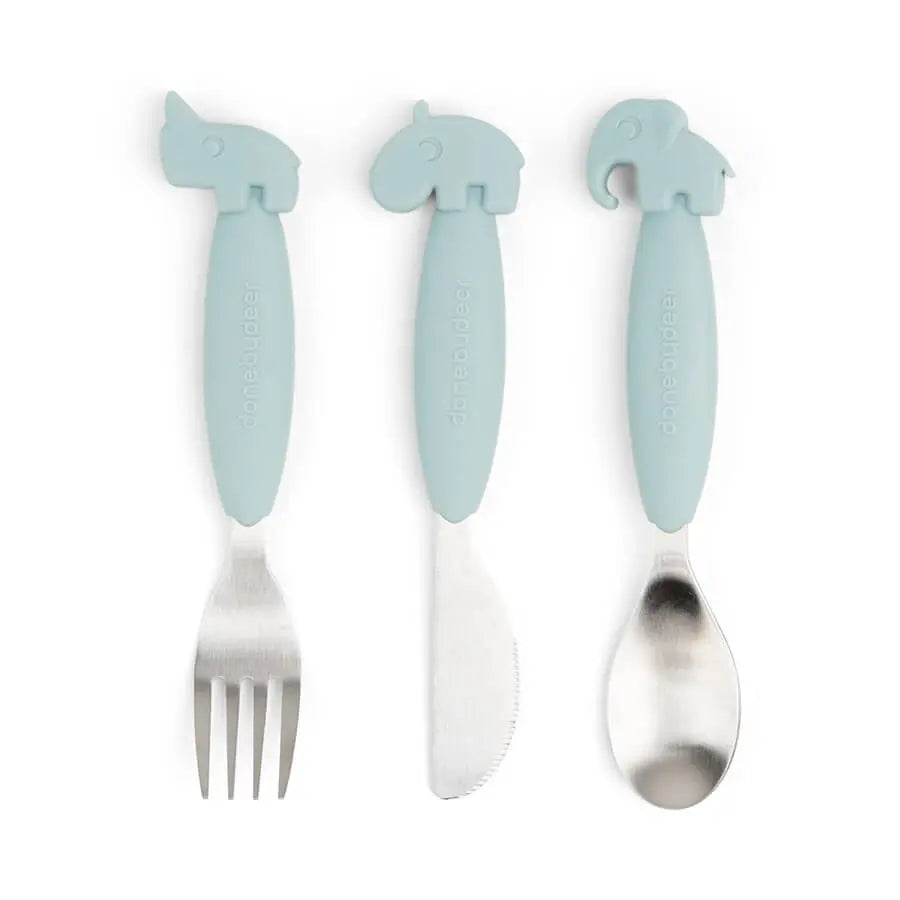 Done by Deer - Easy-Grip Cutlery Set – Deer Friends - Blue