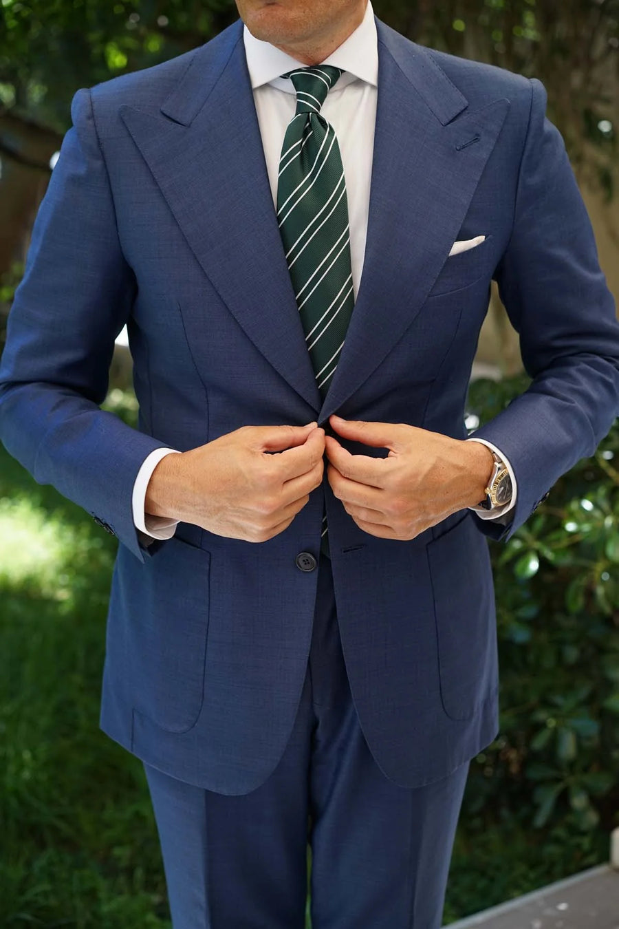 Otaa - Emerald Green Double Stripe Necktie