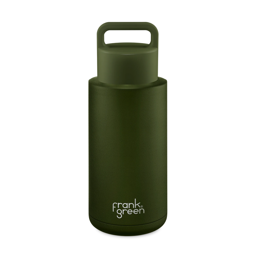 Frank Green - 34oz Stainless Steel Ceramic Reusable Bottle (Grip Finish) - Khaki