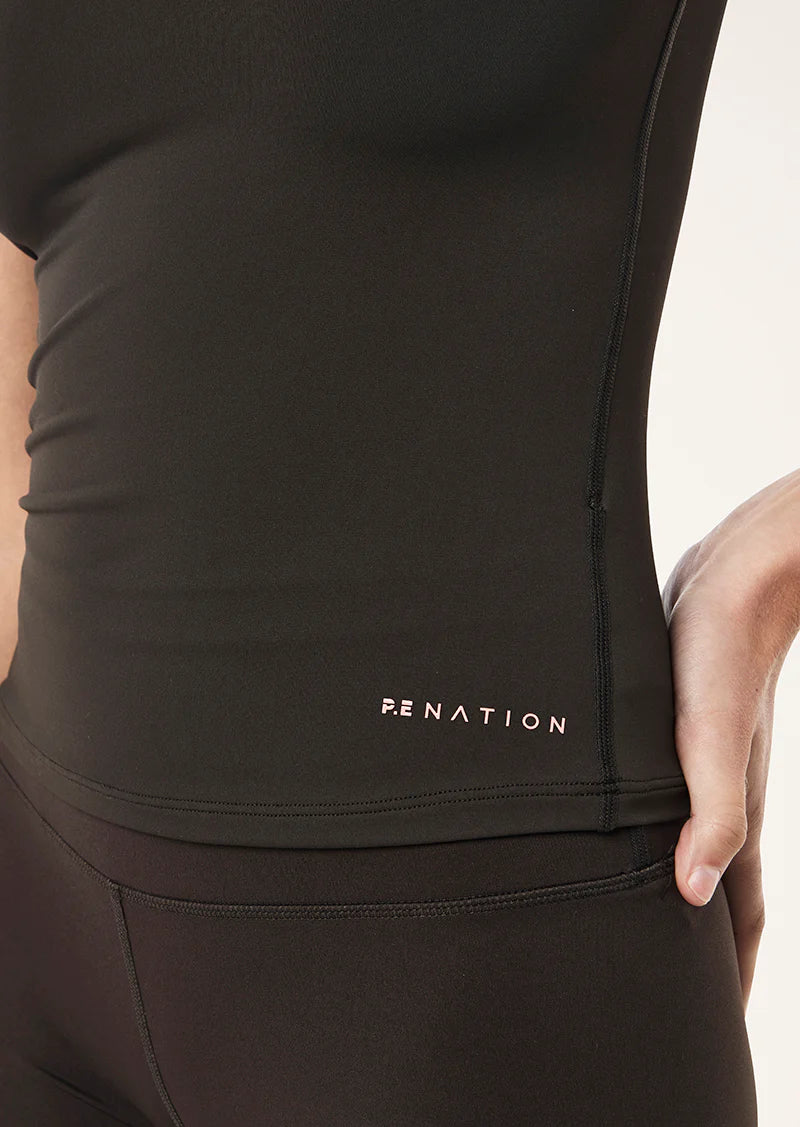 P.E Nation - FOUNDATION SHORT SLEEVE TEE IN LICORICE