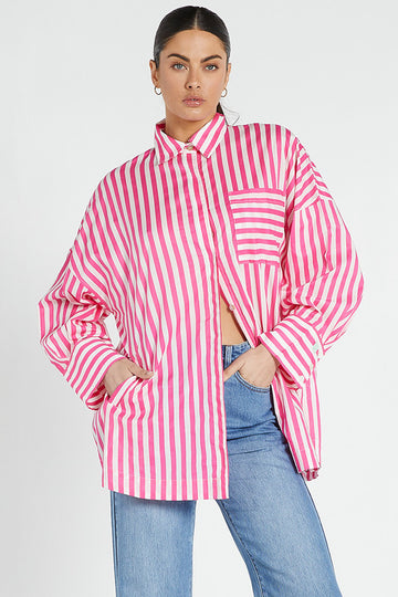 Bohemian Traders - Oversized Long Sleeve Shirt - Pink