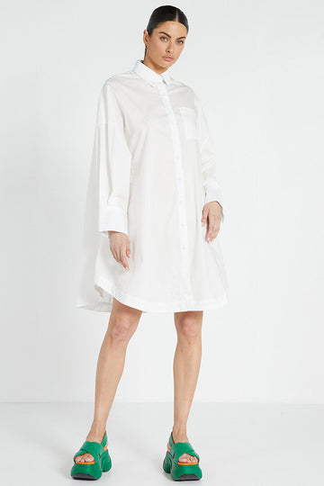 Bohemian Traders - Oversized Long Sleeve Shirt Dress - White