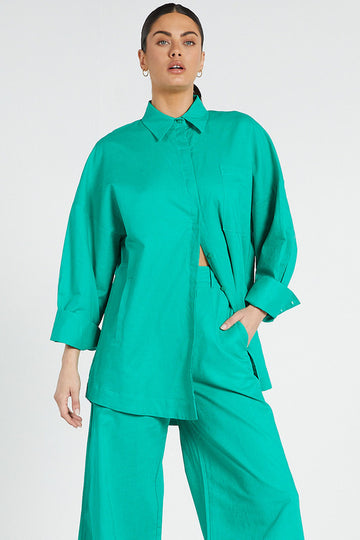 Bohemian Traders - Oversized Long Sleeve Shirt - Emerald