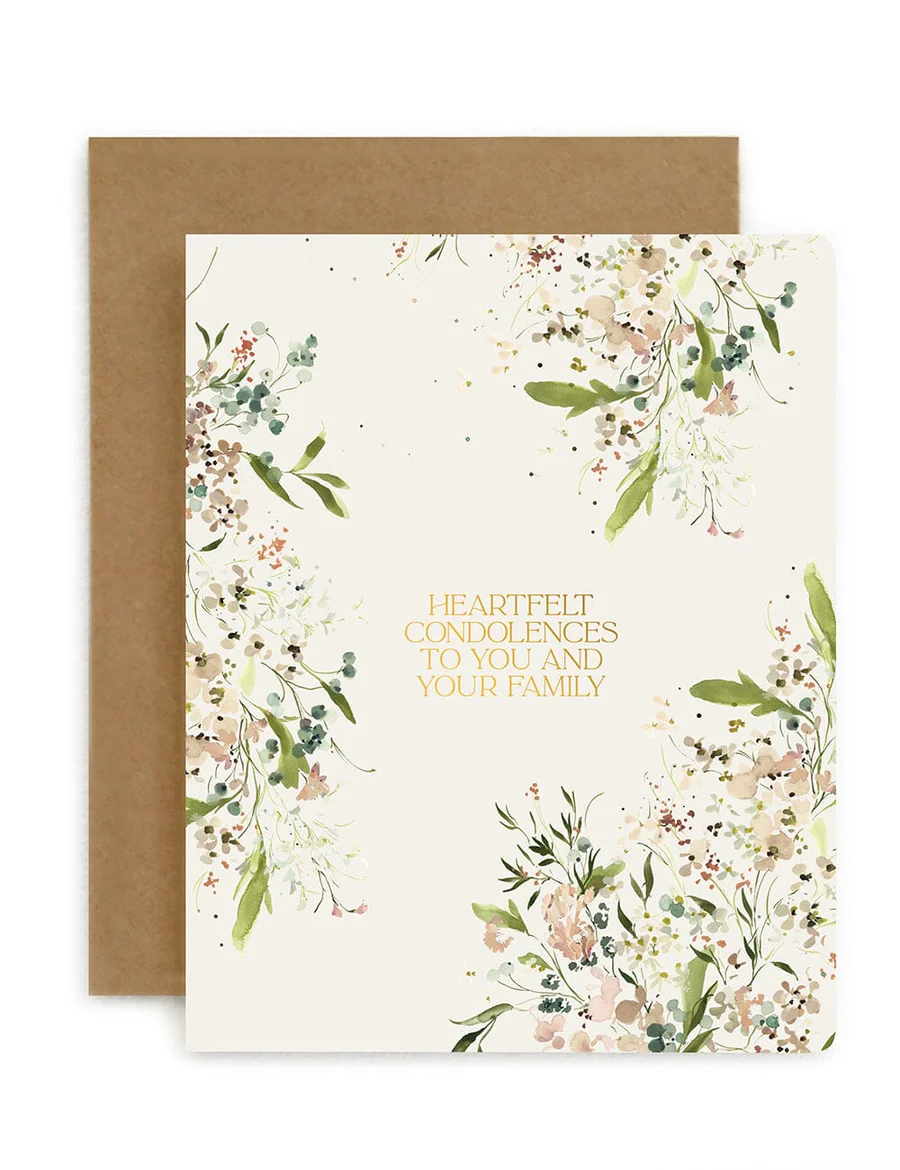 Bespoke Letterpress - Heartfelt Condolences to you and your family - greeting card