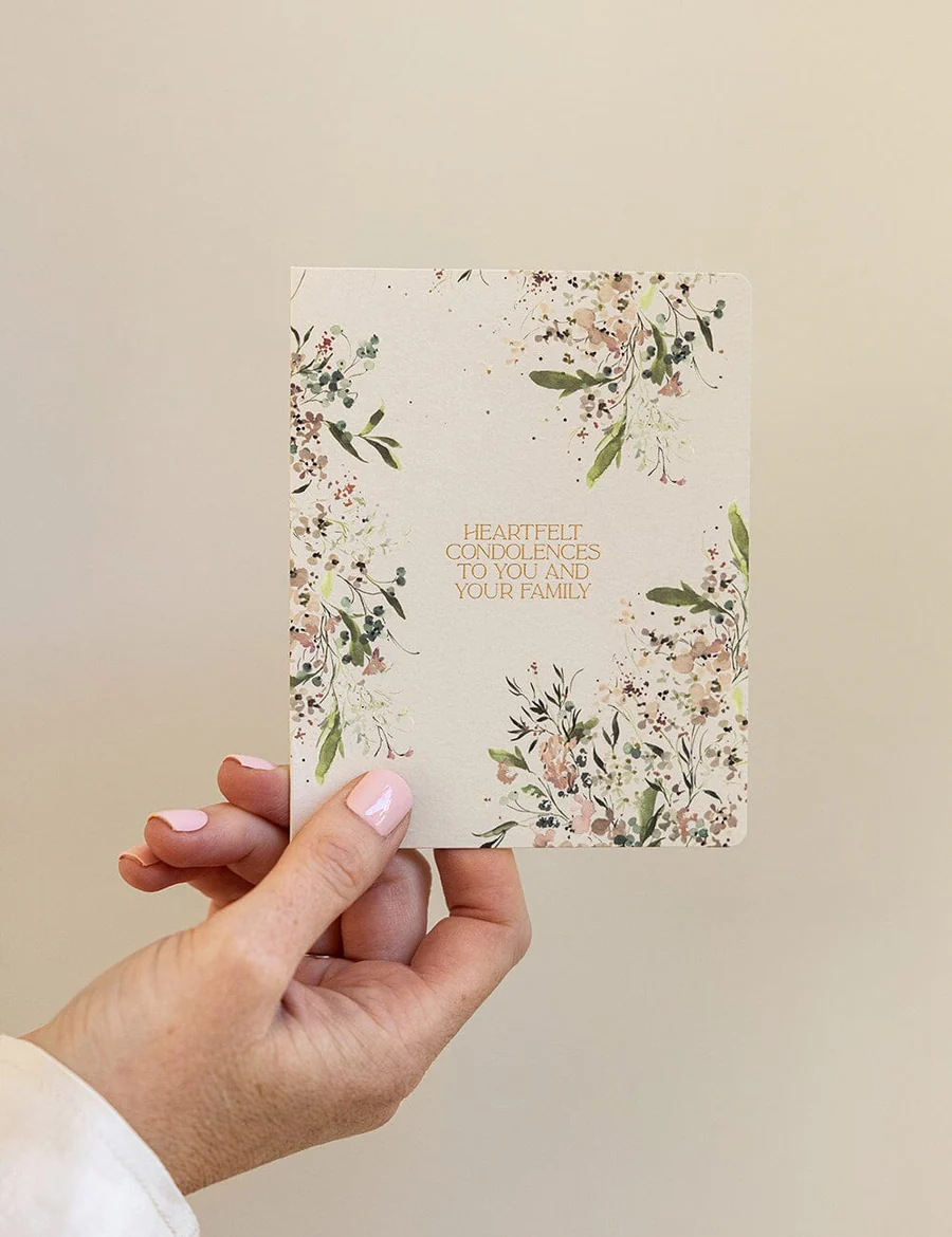 Bespoke Letterpress - Heartfelt Condolences to you and your family - greeting card