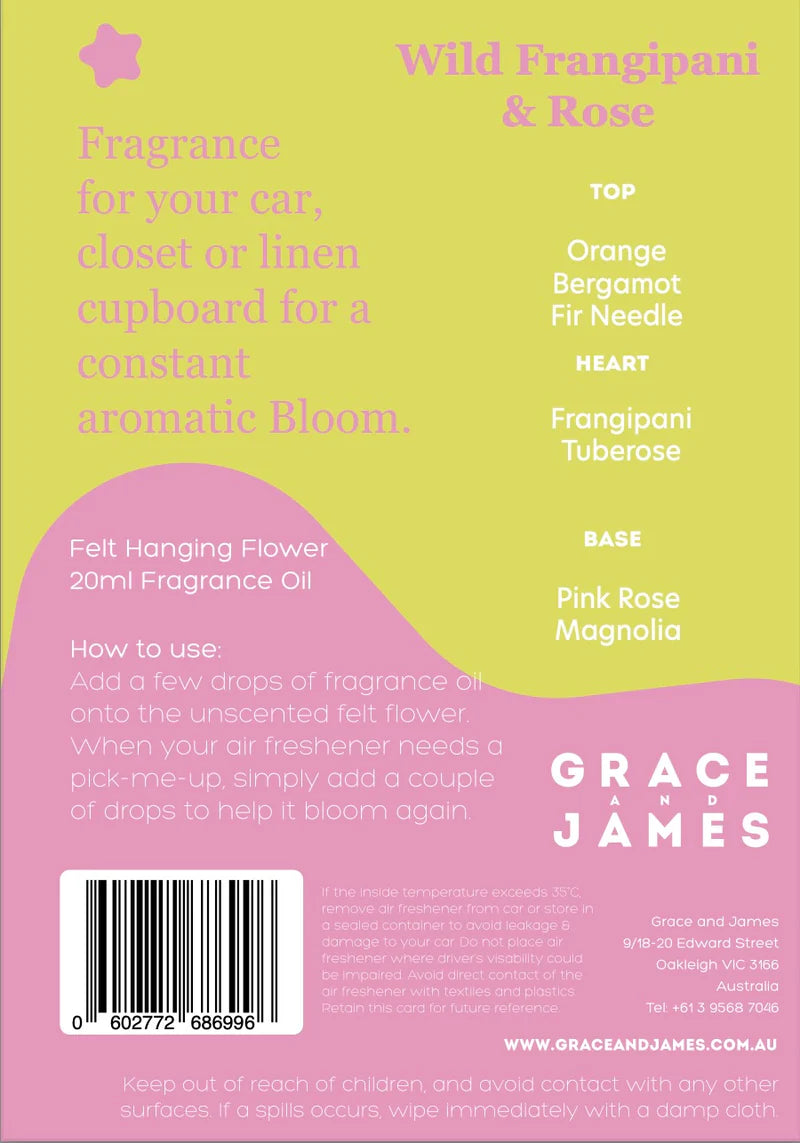 Grace & James - Wild Frangipani & Rose Air Freshener